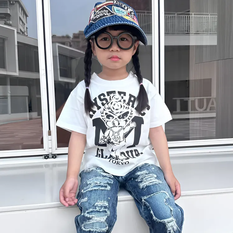 儿童纯棉短袖t恤2025新款潮牌卡通洋气印花休闲男女童夏装上衣潮