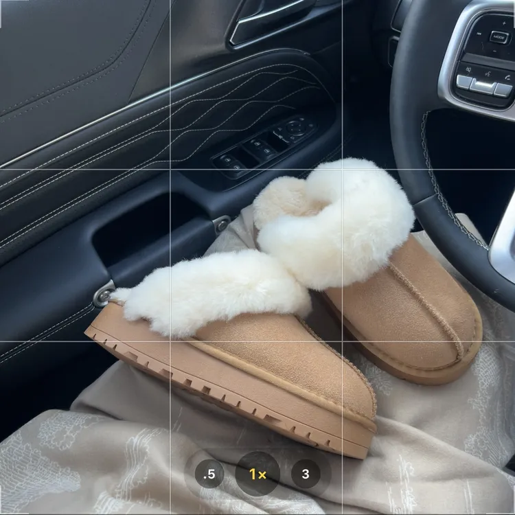 【现货发！厚底星拖】真皮真毛皮毛一体牛筋底女款半拖大毛口雪地靴