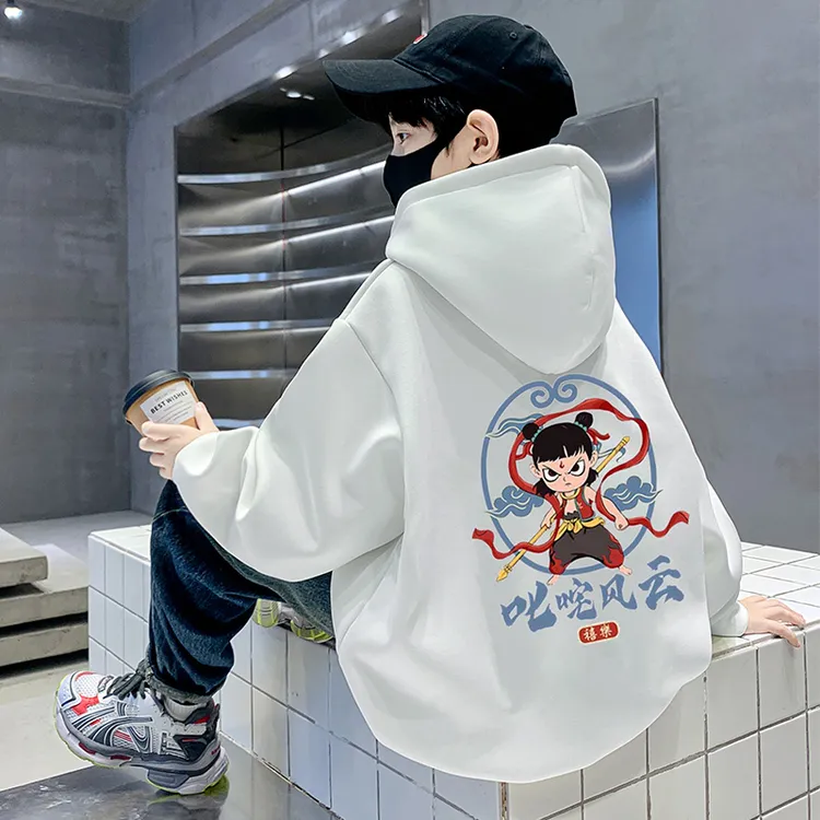 哪吒儿童卫衣男童春秋款6-12岁中大童男孩潮流帅气小学生连帽上衣