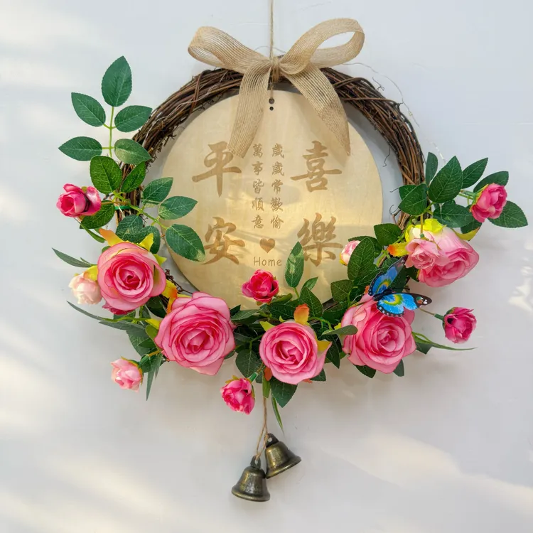 韩系纯手工花环挂式墙面装饰卧室门入户门店面门头挂件餐厅挂饰花