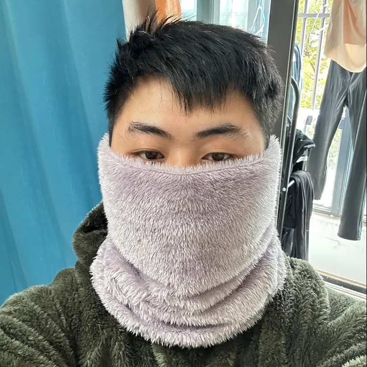 冬季加绒加厚护颈保暖防风双面毛绒围脖男女通用护颈椎骑车围脖