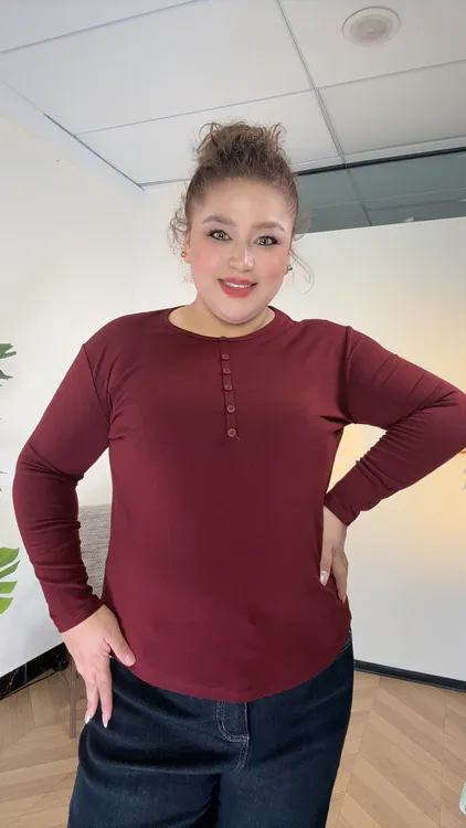 AHLIMA大码女装2025推荐款吸汗打底衣长袖立领修身运动风T恤透气