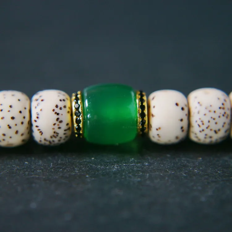 8MM绿玛瑙镶嵌贴片桶珠文玩DIY配饰配珠星月金刚单圈长串配饰