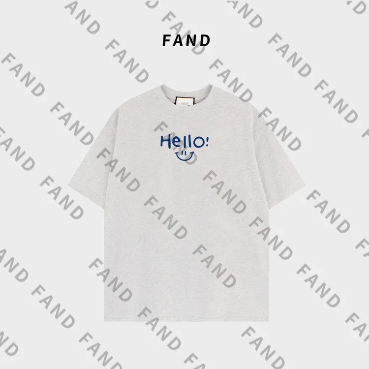 FAND品牌【hello】2025欧货夏季情侣装笑脸印花宽松圆领短袖T恤