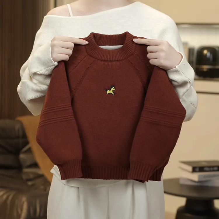 儿童毛衣2025秋冬新款加厚针织衫套头外套加绒加厚百搭贴肤自发热