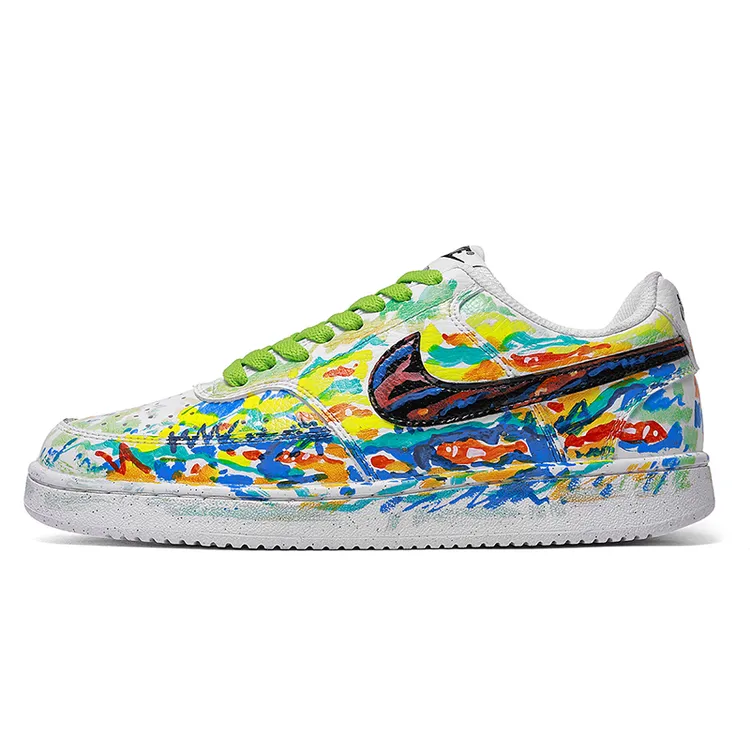 NIKE/耐克Court Vision 1定制球鞋炫彩涂鸦低帮板鞋DH2987-101