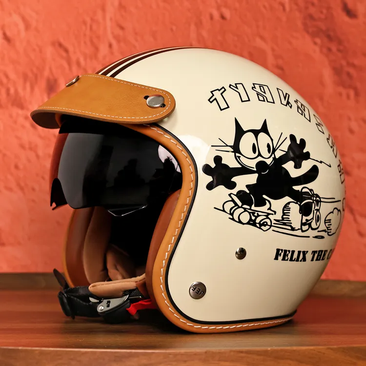 JEF复古内置镜可拆卸3/4男女四季通用电动车摩托头3C安全盔