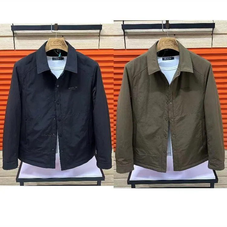 新款高品质男士翻领休闲加棉夹克外套 