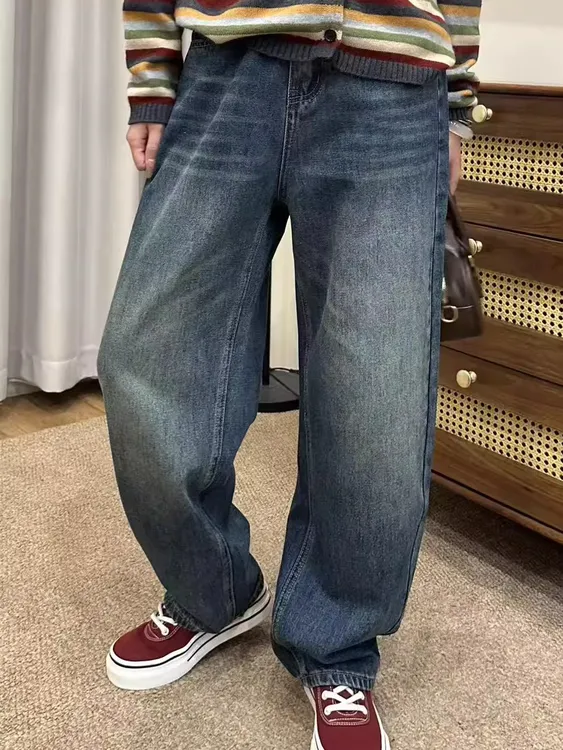 秋季梨形身材弯刀牛仔裤女胖妹妹高腰秋款2025年流行网红大码女装