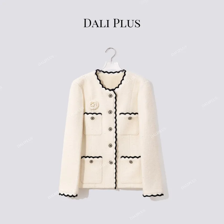 DALI PLUS“白闪蕾丝花边外套”花边小香风外套-D5SS7310