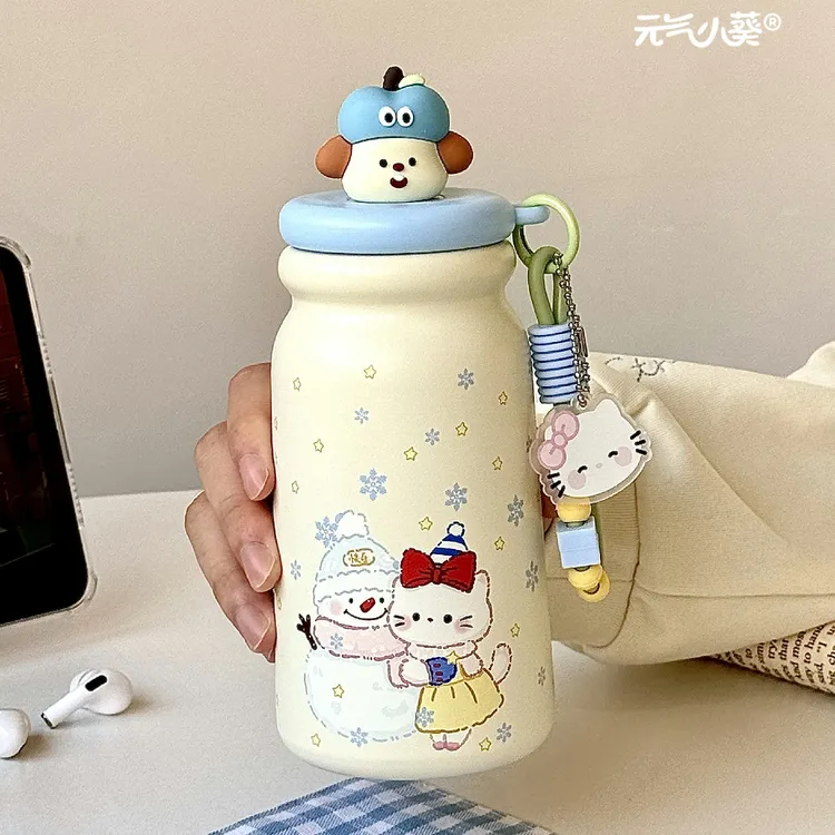 可爱大容量保温杯316不锈钢2025新款学生高颜值水杯带吸管杯子