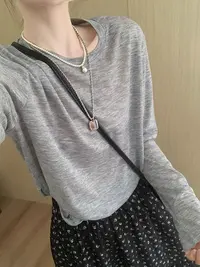 灰色防晒罩衫女装2025新款宽松百搭冰丝面膜T恤夏季长袖薄款上衣