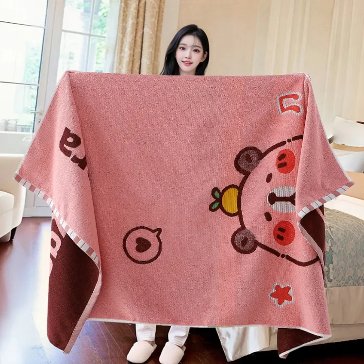 纯棉浴巾成人家用情侣儿童洗澡裹巾加厚加大全棉卡通柔软吸水速干
