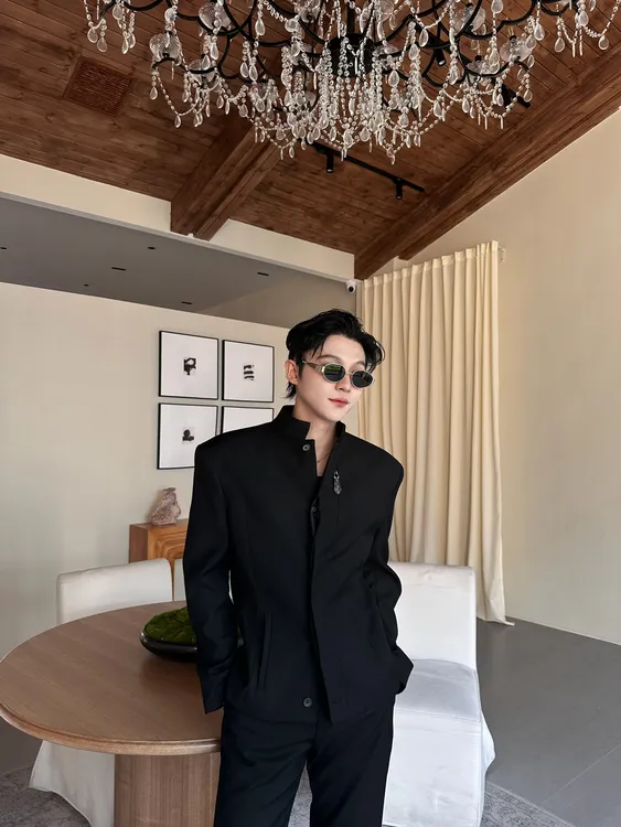 【FANG BH】男士秀场时尚立领优雅腔调倒三角腰封收腰新中式外套