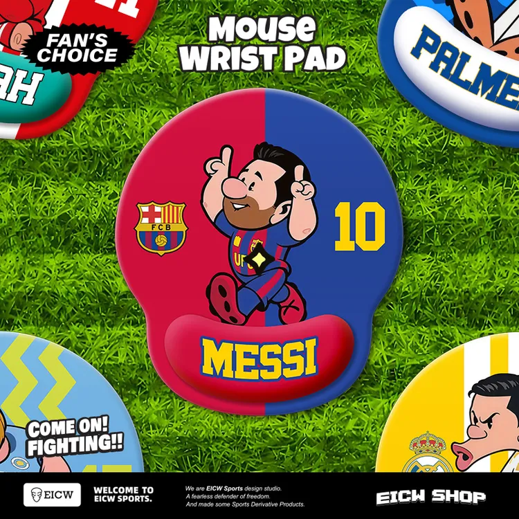 可爱Q版球星鼠标垫手护腕垫记忆棉加厚办公防滑垫笔记本电脑垫