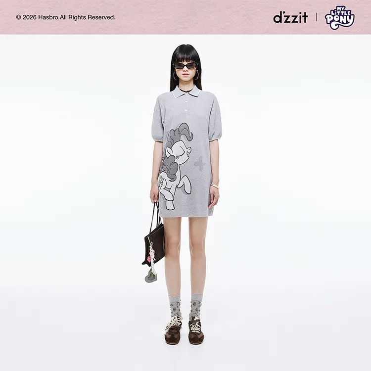 【小马宝莉联名系列】dzzit地素连衣裙26夏燕麦格雷针织裙女3K2OE05