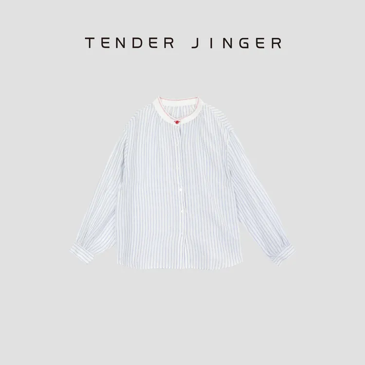 Tender Jinger慵懒感蓝白条衬衣T52YGG30351
