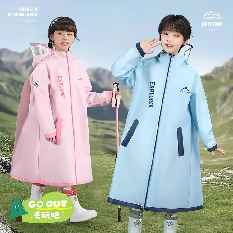 儿童雨衣小学生上学专用男童女孩2025新款防暴雨大童带书包位雨披