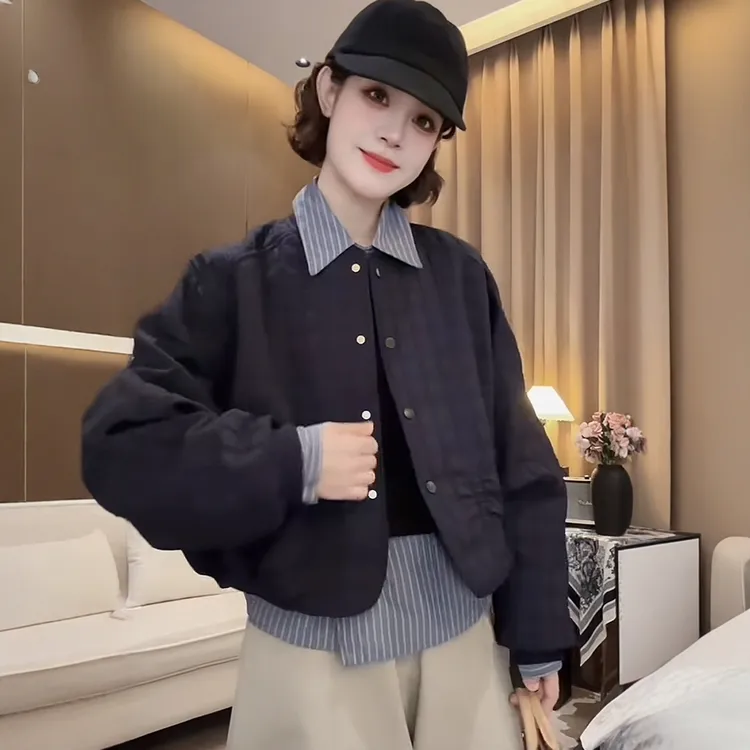 今年流行设计感轻薄棉服短外套女2025秋冬韩系时尚洋气棒球服上衣