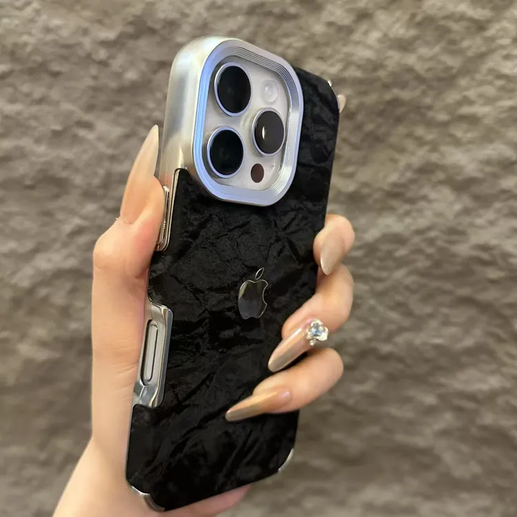 电镀绒布雪山纹适用苹果17pro手机壳iPhone16/14promax简约13软套