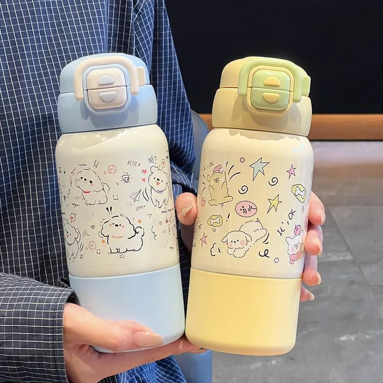 喜又高颜值保温杯可爱小狗学生卡通大容量防摔便携手提杯