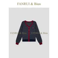 FANRUI/泛芮「甜蜜情书」羊毛混纱樱桃刺绣洋气百搭针织开衫B18184