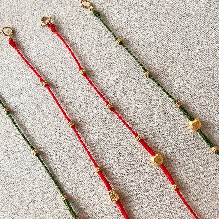 925银手链 新中式国风红色s925银手绳纯手工编制极细超显白