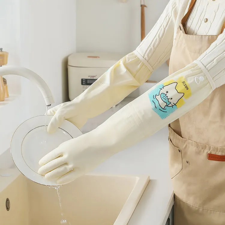 加长洗碗手套家务厨房耐用防水橡胶加绒加厚清洁洗衣服专用秋冬