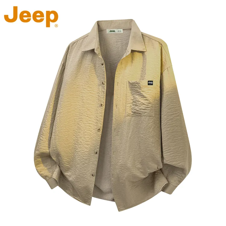 JEEP吉普美式潮牌长袖衬衫男款秋季痞帅宽松休闲翻领百搭衬衣外套