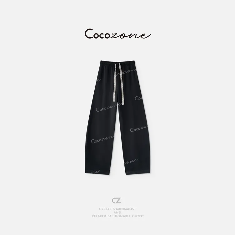 COCO ZONE刘一一“镰刀卫裤”修饰腿型艺术感宽松休闲裤 CD2A1585