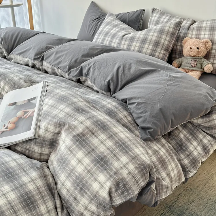学生宿舍被套单人被单三件套双人加厚磨毛被罩非全棉纯棉四件套34