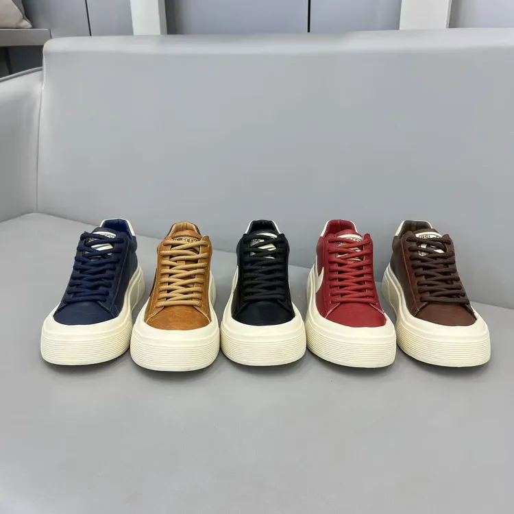 2025低帮增高皮革拼接时尚休闲鞋潮流男士百搭秋季厚底圆头皮鞋码