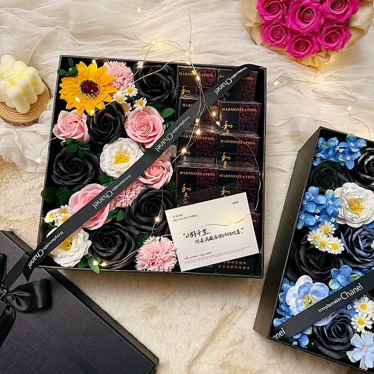 高级香皂花礼盒款花插好送男生老公纪念日生日情人节圣诞跨年七夕