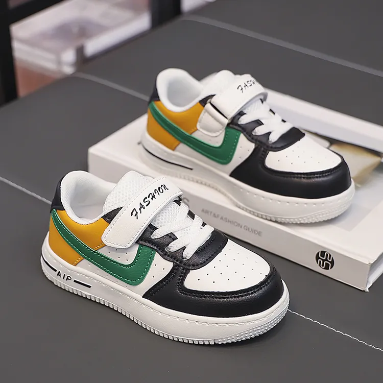 秋季新款童鞋休闲鞋运动鞋透气女防水男春秋春季拼色板鞋小白鞋