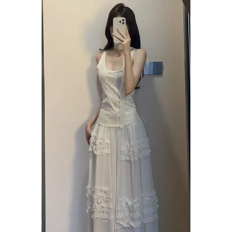【YiJia~】慵懒风夏季时尚休闲长袖宽松打底性感上衣修身半身裙套装