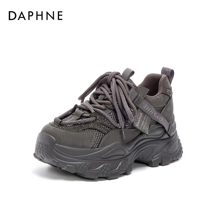 达芙妮2025年秋季新款厚底增高老爹鞋时尚百搭透气网面运动鞋女鞋