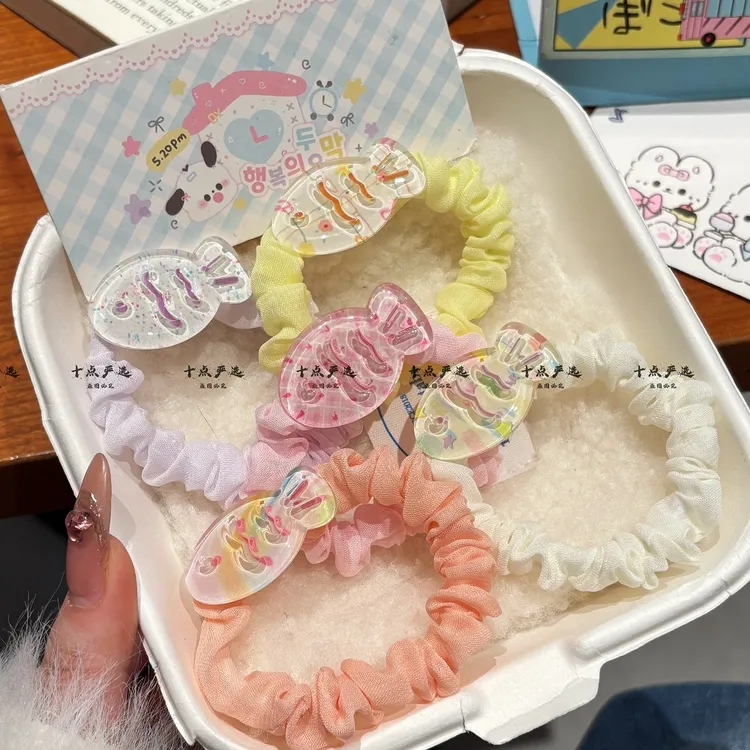 新款透色小鱼布艺发圈可爱少女马尾发绳扎头发皮筋甜美头绳发饰