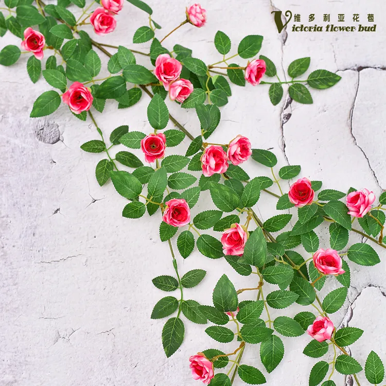 仿真玫瑰花假花空调管道装饰花藤条遮挡塑料藤蔓植物摆设吊顶墙面
