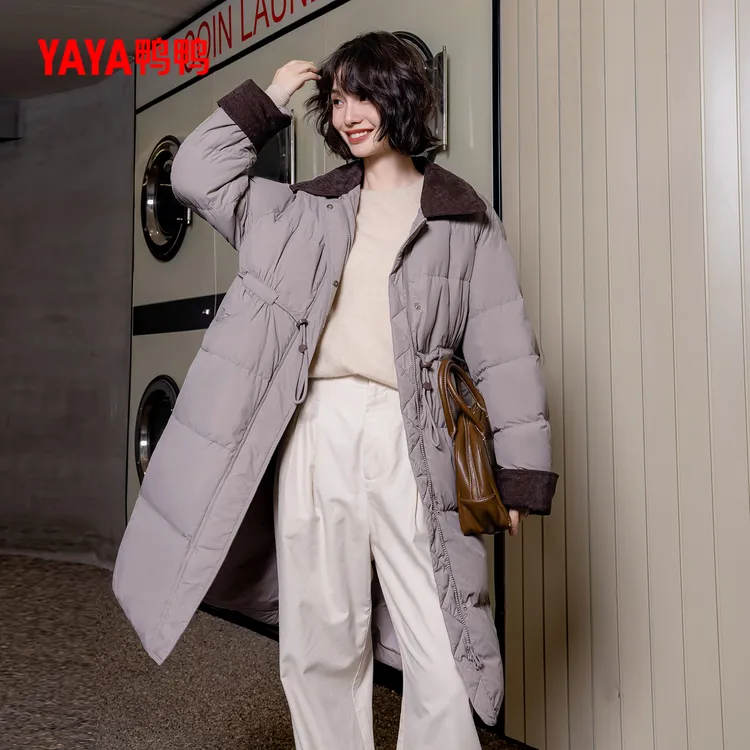 YAYA鸭鸭冬季时尚休闲保暖韩版女长款90白鸭绒羽绒服YE5B600352N商品图