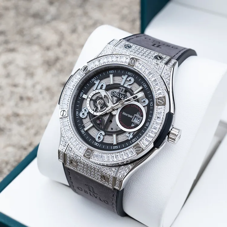 OBLVLO/欧宝罗镶钻多功能潮流进口机械手表情侣百搭时尚BigBang商品图
