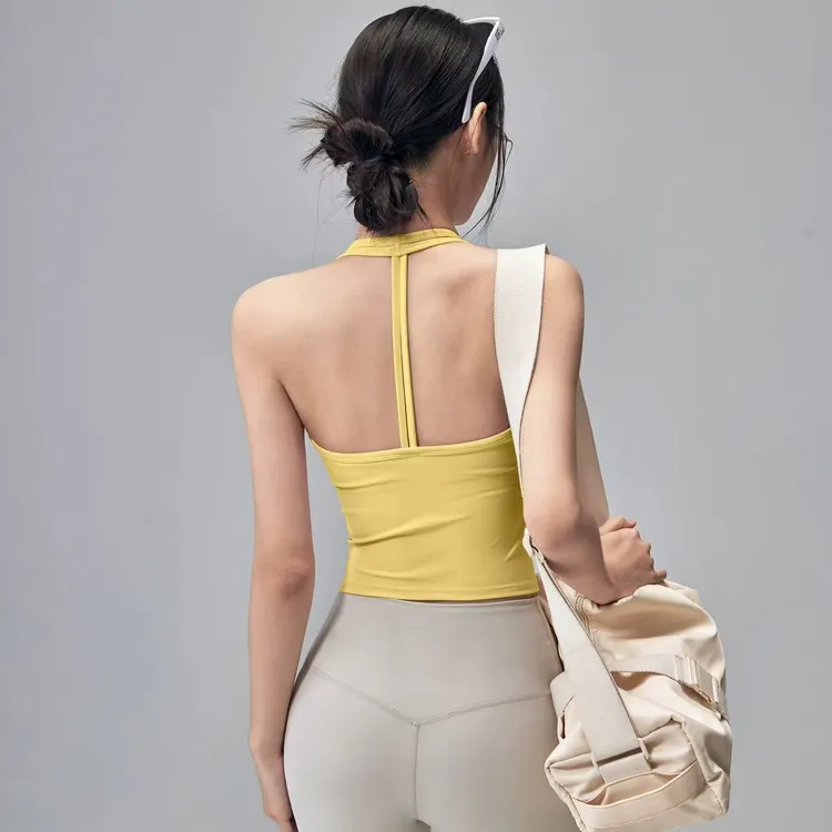 【全额运补】辣妹挂脖美背运动内衣瑜伽背心普拉提健身上衣运动背心