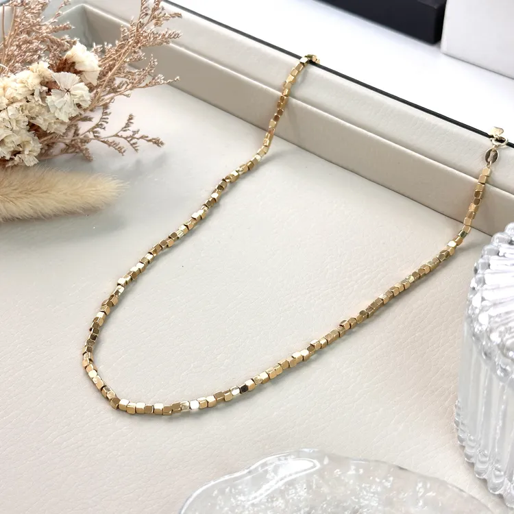 【美控MK】18K金方糖项链/简约时尚浅金高雅/多退少补/多样性发其一