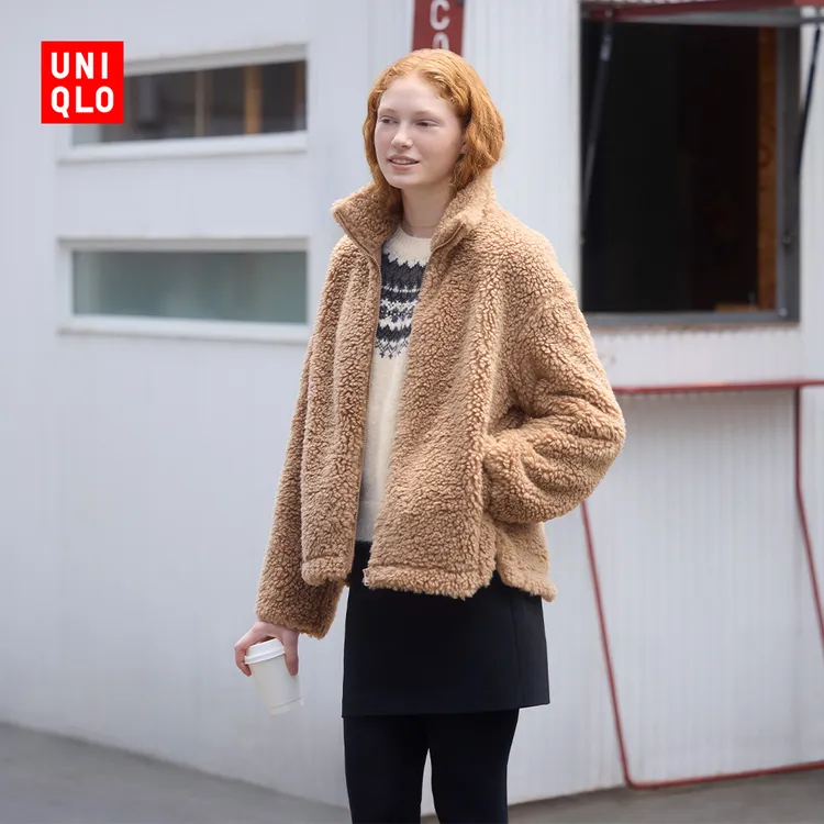 优衣库女装摇粒绒拉链茄克/长袖外套夹克480800