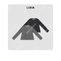 LIXIA【绒绪】ins小众风领口特色设计感长袖T恤-D9083