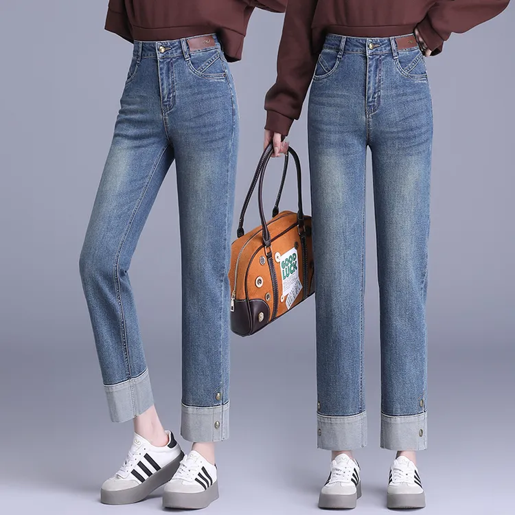 哥弟阿玛施正品牌高端女裤子2025春夏新款牛仔裤九分直筒烟管裤子