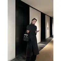 【5werkwen 9.22】自带气场 立领廓形长款通勤双面呢大衣40-13