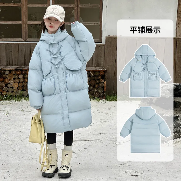 女童冬装羽绒服2025新款洋气洋气韩版中长款棉衣外套冬季加厚棉袄
