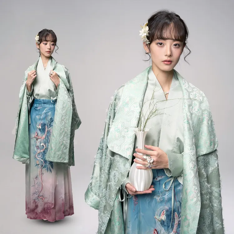 粼夕squama【灵祈】唐制改良披袄汉服新款日常古风汉元素中国风