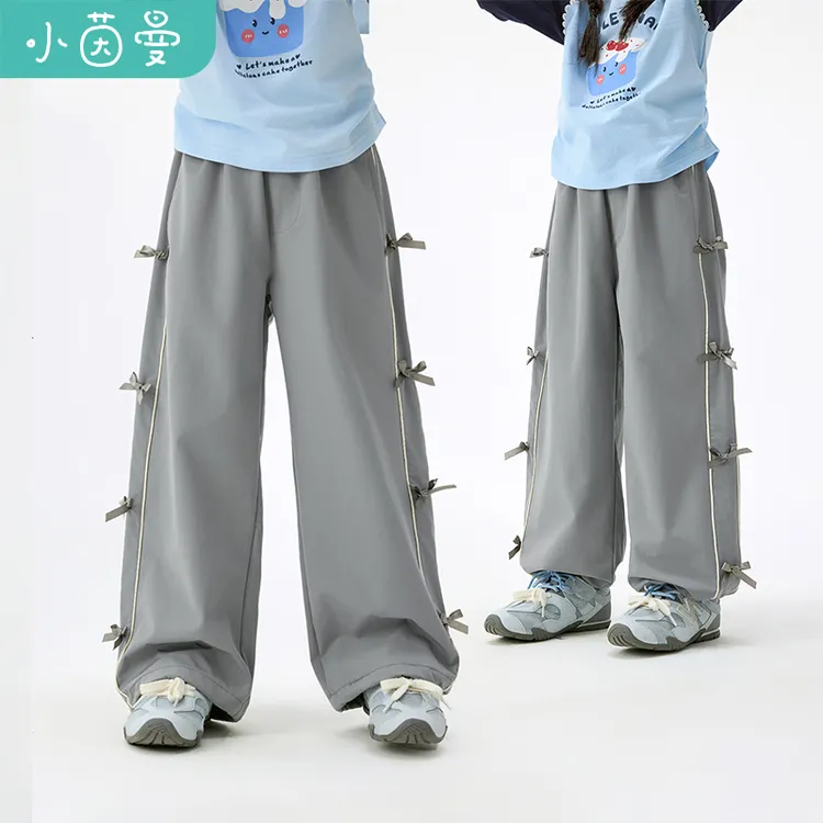 【裤子校服神器】小茵曼女童长裤立体蝴蝶结装饰25秋宽松休闲裤子