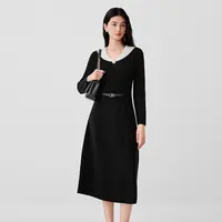 【晨粉专享价】珂莱蒂尔绵羊毛气质通勤连衣裙女修身显瘦针织裙
